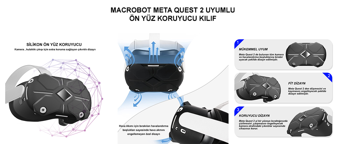 Macrobot Meta Quest 2 İçin Önyüz Koruyucu Kılıf